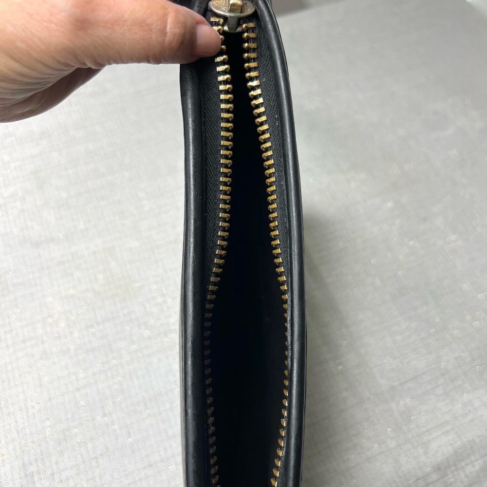 Coach Bonnie Cashin Black Zippered ClutchBag Leather 1970’s Rare EUC - Picture 9 of 13